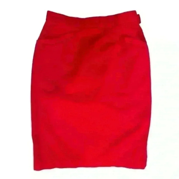 Benetton Hot Red Vintage Pencil Skirt - Picture 1 of 10